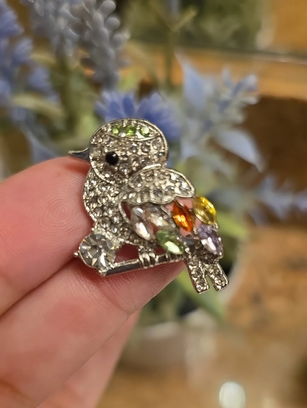 Rhinestone Bird Brooch Pin